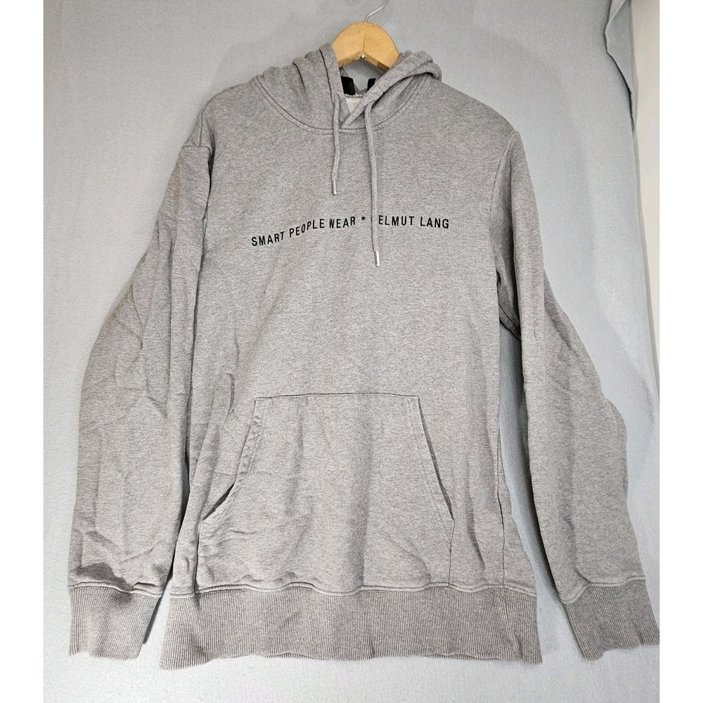 Helmet Lang Hoodie Medium Grey Pullover Hooded Embroidered  EUC